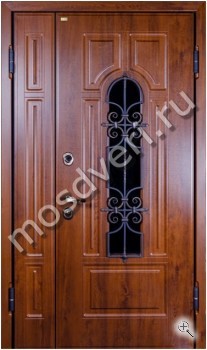 Двустворчатая входная дверь с элементами ковки - купить от производителя Мосдвери Двустворчатая входная дверь с элементами ковки